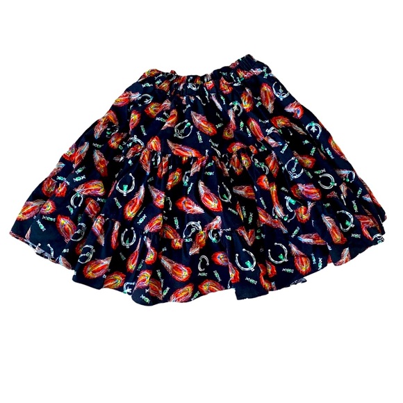 Desert West Sherry Holt Western Squaredance Skirt Feathers Horseshoes Vintage US - Picture 1 of 8